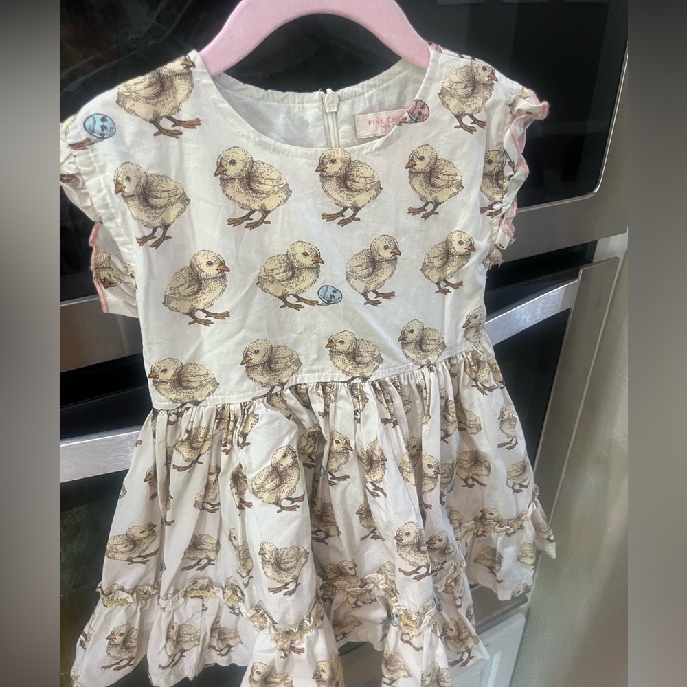 3 yo Adorable Pink Chicken baby chick and egg dress